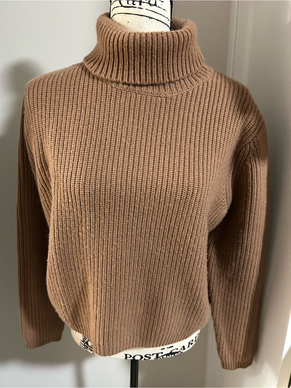 Jenni Kayne caramel cropped cashmere turtleneck. Medium.